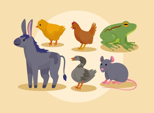 Six farm animals icons