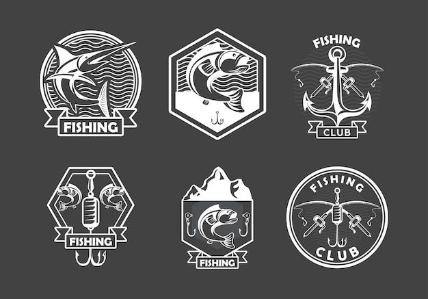 Six fishing emblems