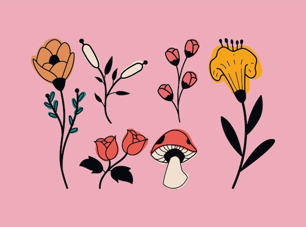 Six flowers garden icons