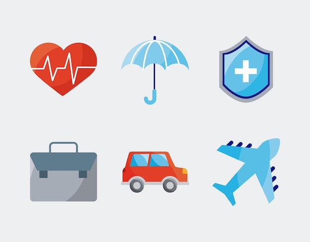 Six insurance service icons