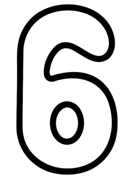 Vector six number six with rounded corners arabic number symbol sketch doodle style