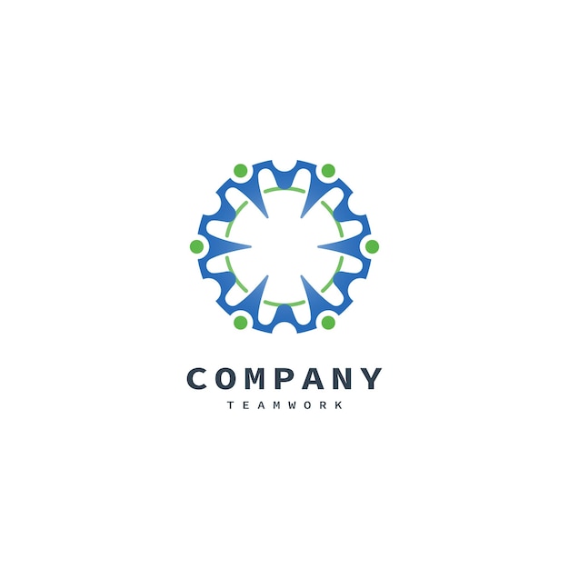 Six people teamwork logo design illustration 2