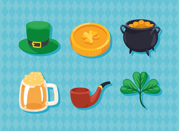 Six saint patricks day icons