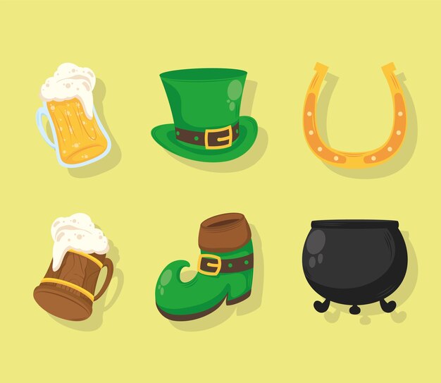 Six saint patricks day icons