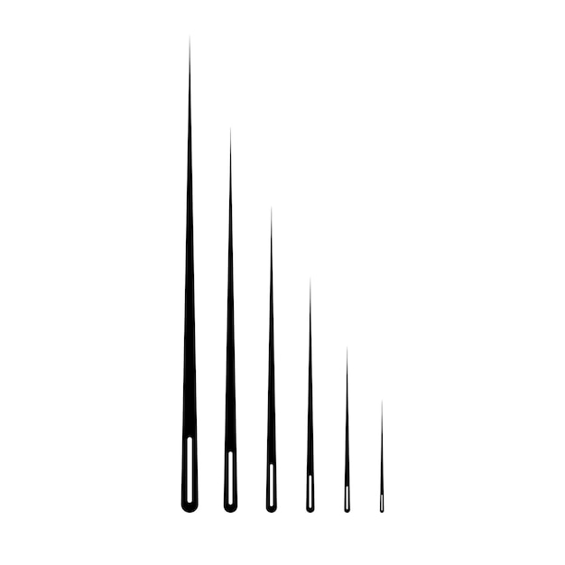 Six sizes of needles vector