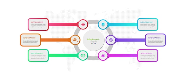 Six step modern gradient business infographic diagram