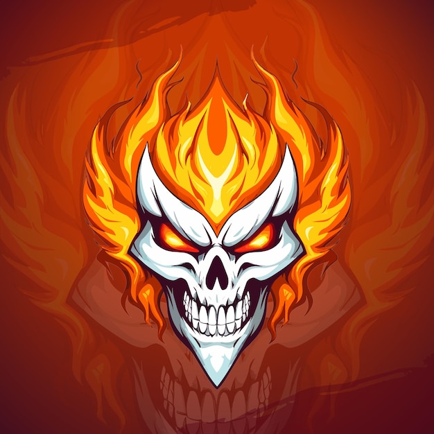 Sizzling Flaming Skull Vector Illustration for Esport amp Sport Team Logos Emblems and Apparel