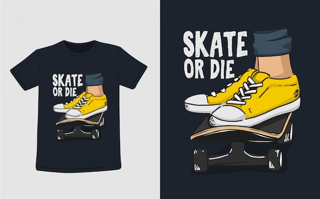 skate or die typography illustration for t shirt design