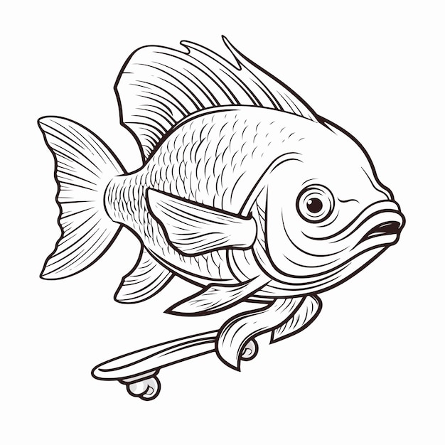 Vector skate fish outline vector illustration isolated on white background