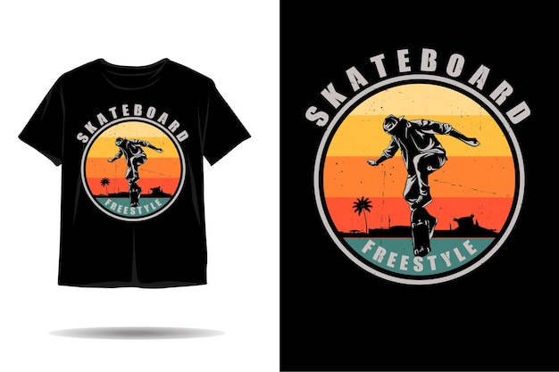 Skateboard freestyle silhouette tshirt design