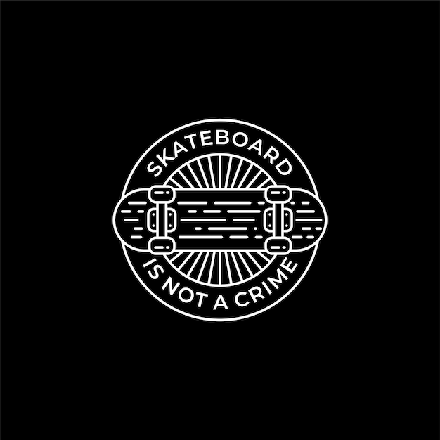 Skateboard is not Crime Line art Stamp Logo Design