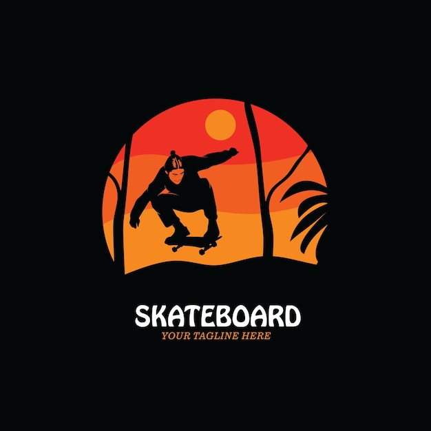 Skateboard logo silhouette in the forest