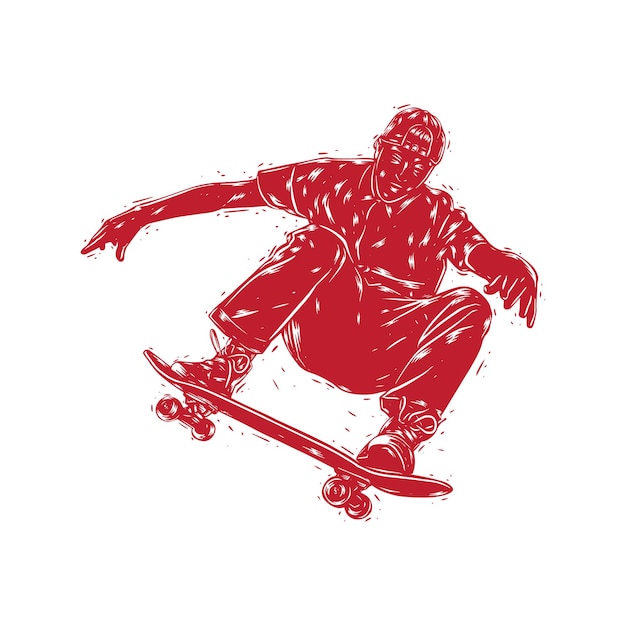 skateboard pose illustration