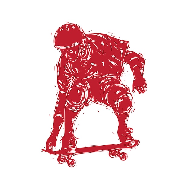 skateboard pose illustration