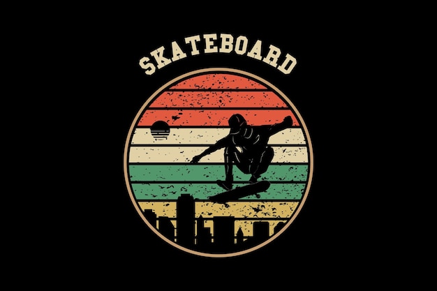 Skateboard retro design landscape