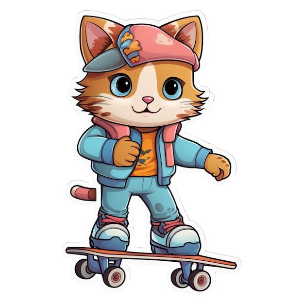 skateboarding cat vector design