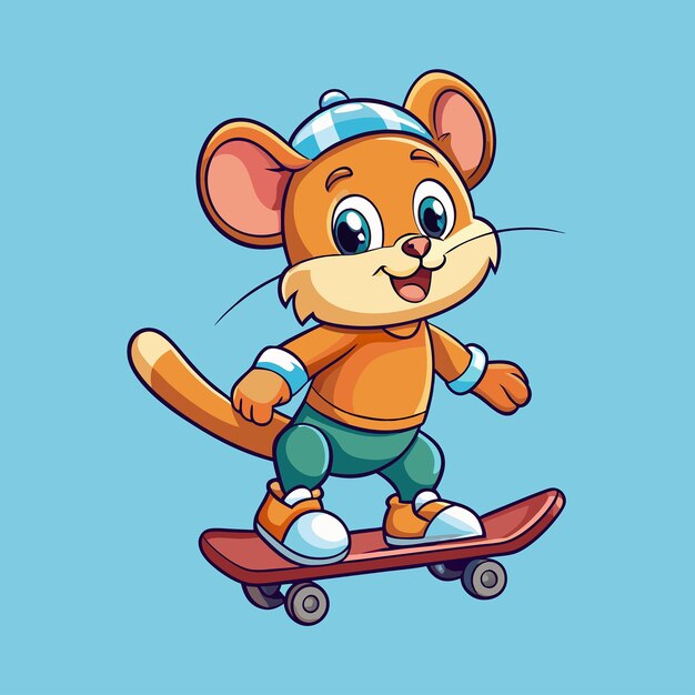 Vector skateboarding mouse vector graphic a playful cartoon icon with a touch of whimsy