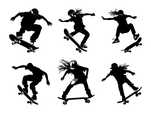 Vector skateboarding or skateboarder silhouettes vector illustration skateboarder vector illustration