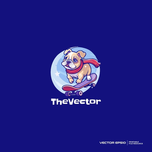 Vector skater dog logo vector mascot character cartoon illustration eps10