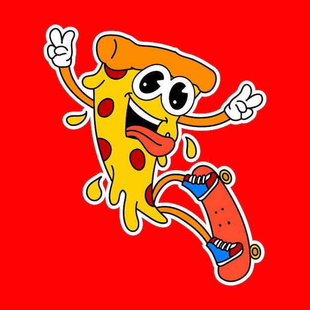 Vector skater pizza boy character