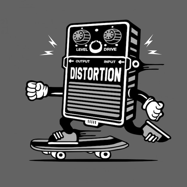 Skater Skateboard Guitar Distortion Effect Character Design