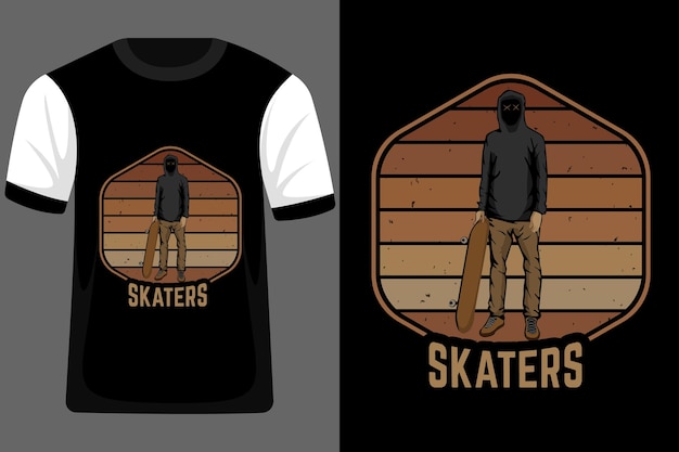 Skaters Brown Mode Retro Vintage T Shirt Design