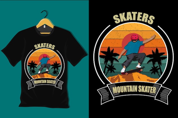 Skaters Mountain Skater Retro Vintage T Shirt Design