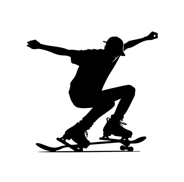 Vector skating player pose silhouette vector illustration