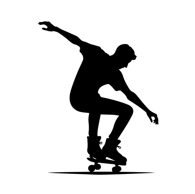 Vector skating player pose silhouette vector illustration