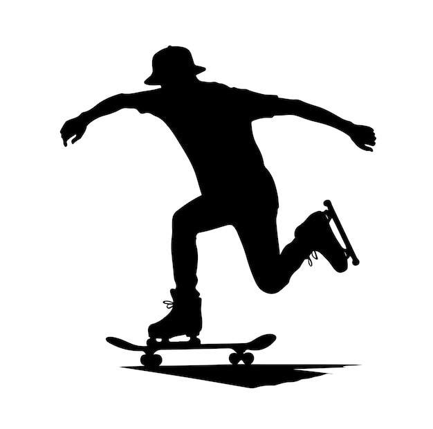 Vector skating player pose silhouette vector illustration