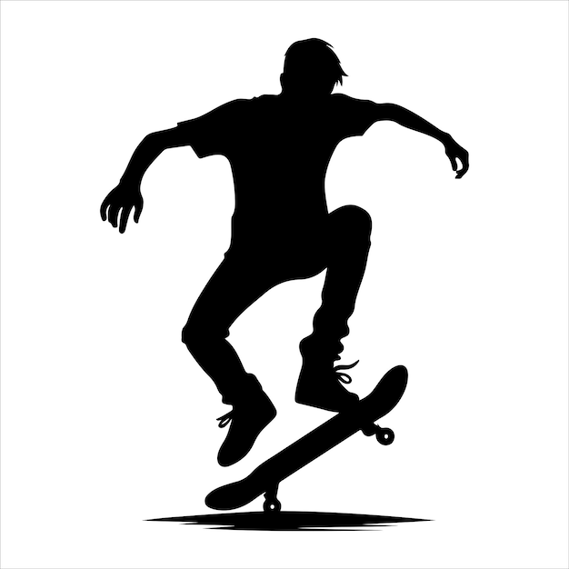 Vector skating silhouette vector skateboard player skater silhouette is isolated on a white background