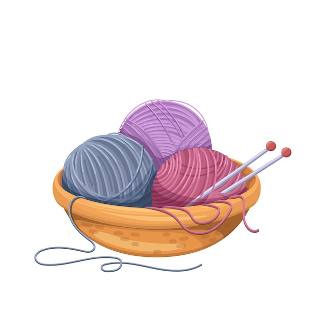 Skein of yarn with knitting needles