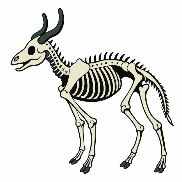 Skeleton of an antelope on a white background Vector illustration