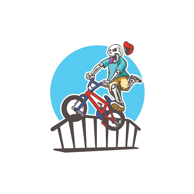 Skeleton Bike mascot logo template - vector image