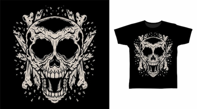 Skeleton broken tshirt design concepts