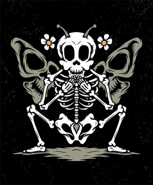 Skeleton butterfly illustration design concepts