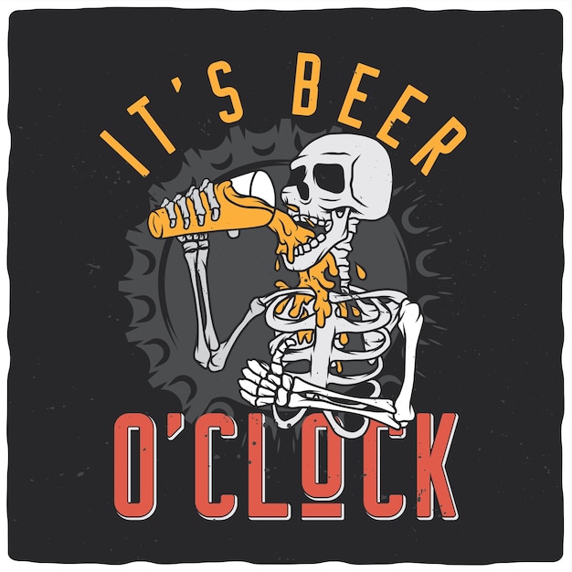 Skeleton drinking beer