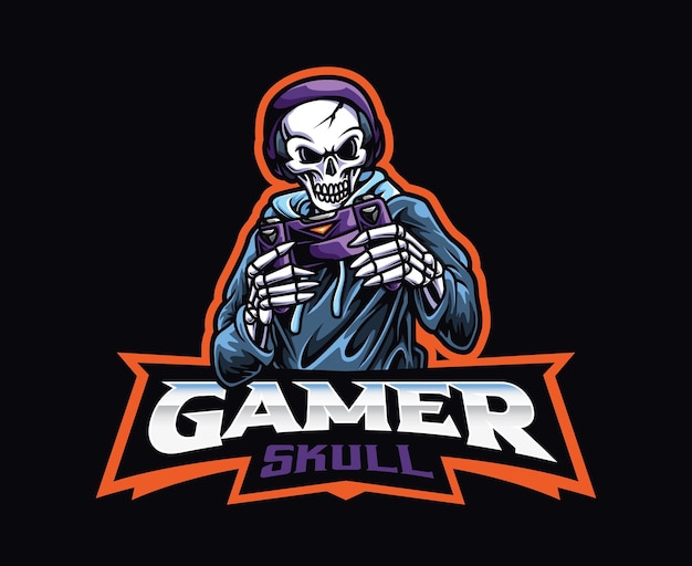 Skeleton gamer mascot logo dead