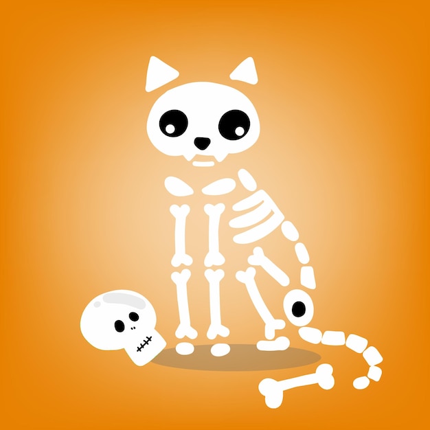 Skeleton ghost of dog or cat Halloween character