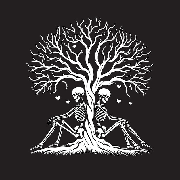 Skeleton Lovers tree Svg