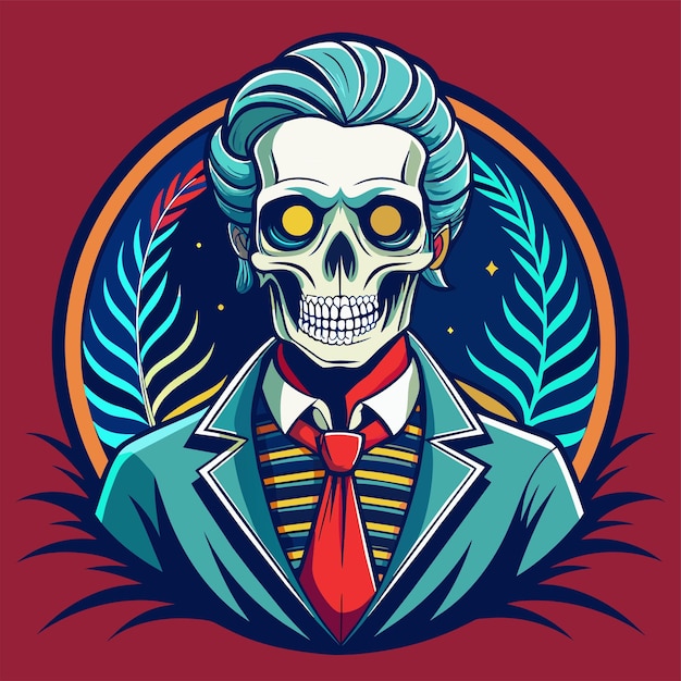 Skeleton man tshirt sticker design