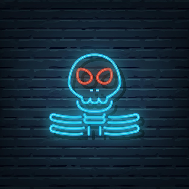 Skeleton Neon Sign Vector Elements