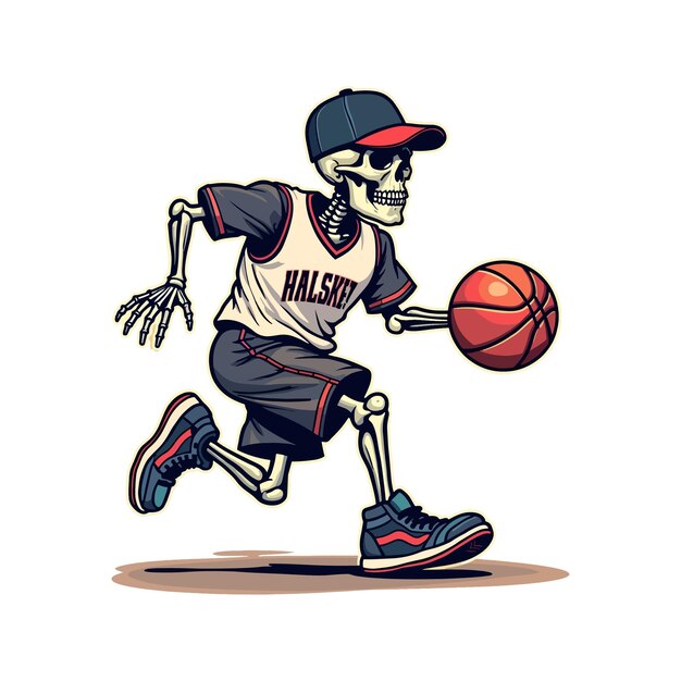 Vector skeleton playing basketball vector illustration for t shirt