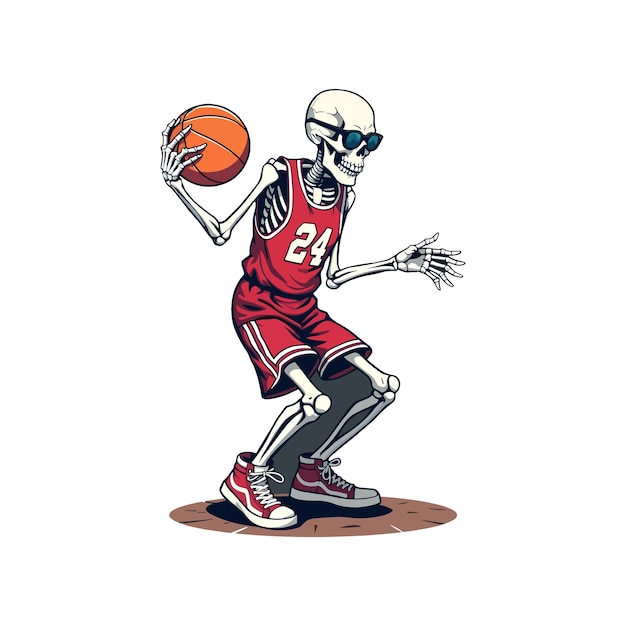 skeleton Playing Basketball Vector illustration for t shirt