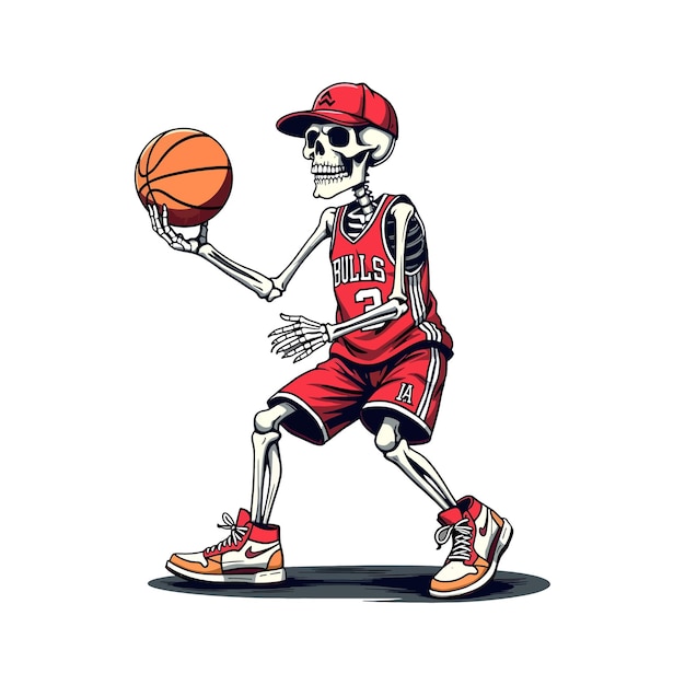 skeleton Playing Basketball Vector illustration for t shirt