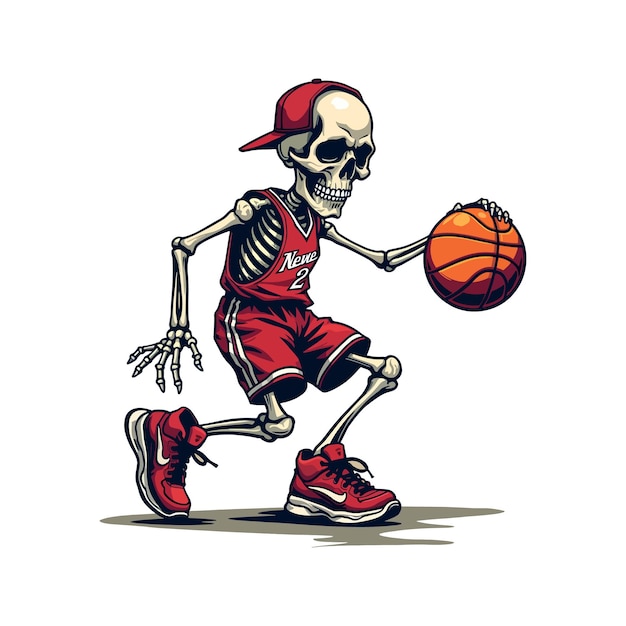 skeleton Playing Basketball Vector illustration for t shirt