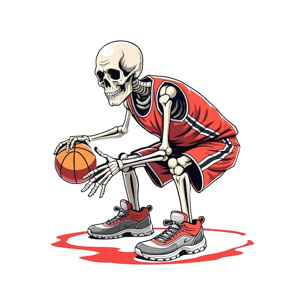 skeleton Playing Basketball Vector illustration for t shirt