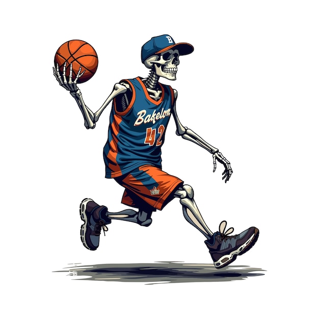 skeleton Playing Basketball Vector illustration for t shirt