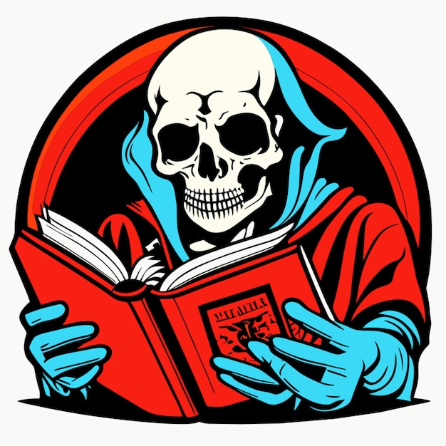 skeleton reading a book