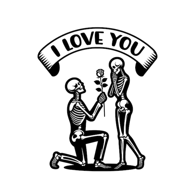 Skeleton Saying I Love You illustration Clipart